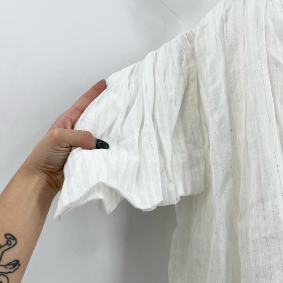 MISA LOS ANGELES Cosima Off Shoulder Mini Dress White Silver Cotton Small NEW - Picture 9 of 15